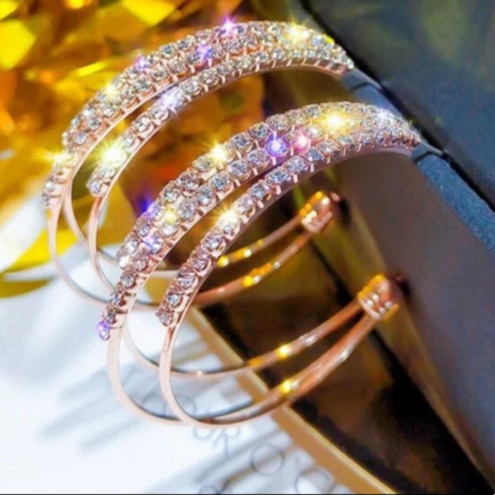 18K yellow gold plated hoop earrings - Picture 3 of 7